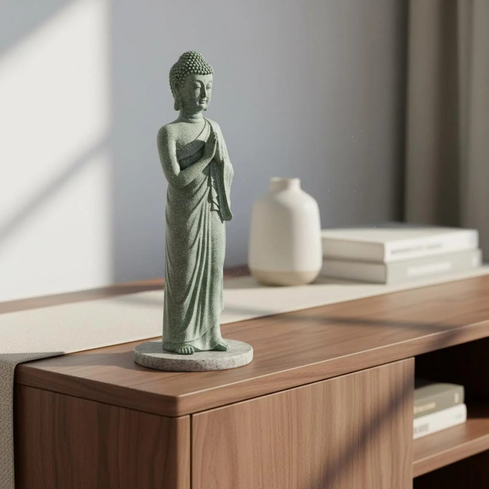 Tranquil Design Buddha Statue Peaceful Atmosphere Standing Buddha Figurine Tranquil Garden Statue Easy to Clean for Living Room