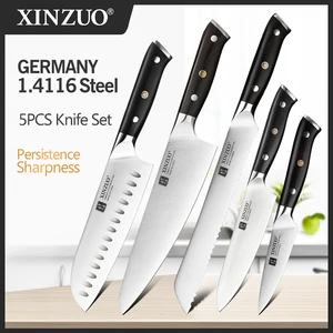 Xinzuo 1-5pcs cuchillos de acero inoxidable conjunto Alemania 1.4116 Chef de acero Bread Utility Santoku Petty Herramientas de cocina Mango de ébano 7 mejores ventas Xinzuo Knives - №6