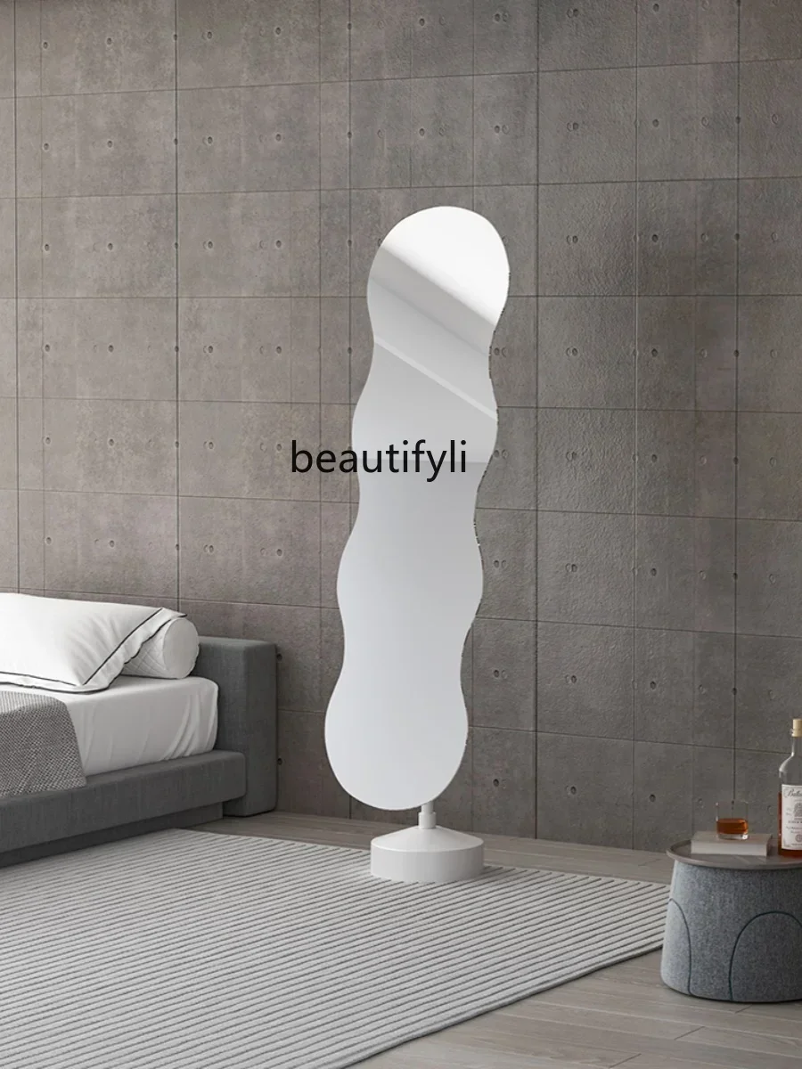 Full-Length Mirror Home Living Room Bedroom Floor Light Luxury High-Grade Rotating Wave Three-Dimensional Full-Length Mirror