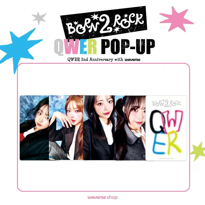Álbum de fotos KPOP QWER Born 2 Rock, tarjetas fotográficas de alta calidad, estilo INS, impresión de doble cara, tarjeta LOMO, tarjetas LOMO Chodan Magenta