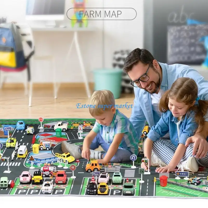 

090B детский транспортный игровой коврик с городским пейзажем, образовательная игрушка для ролевых игр, веселья