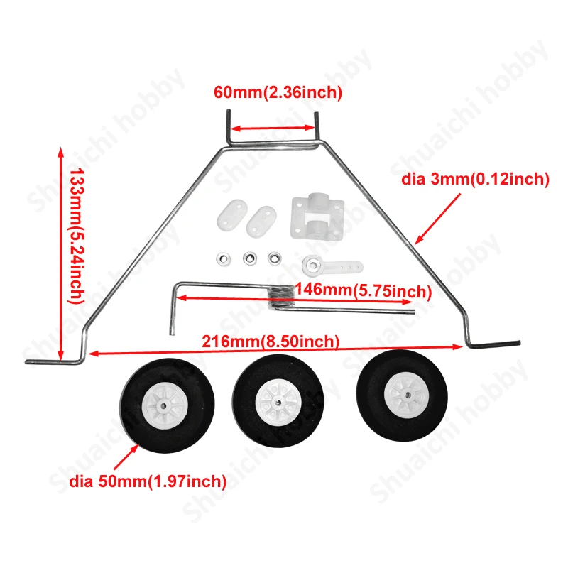 Kit de train d'atterrissage en fil d'acier de 3mm de diamètre, accessoires de remplacement pour modèle d'avion à voilure fixe de 20/25/30 degrés, 1 ensemble