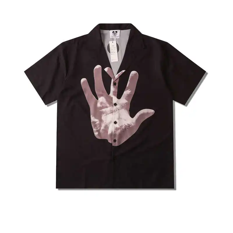 

Summer Cuban Collar Short Sleeved Shirt for Men Dark High Arcade Trendy Loose Fit Plus Size Short Sleeved Shirt