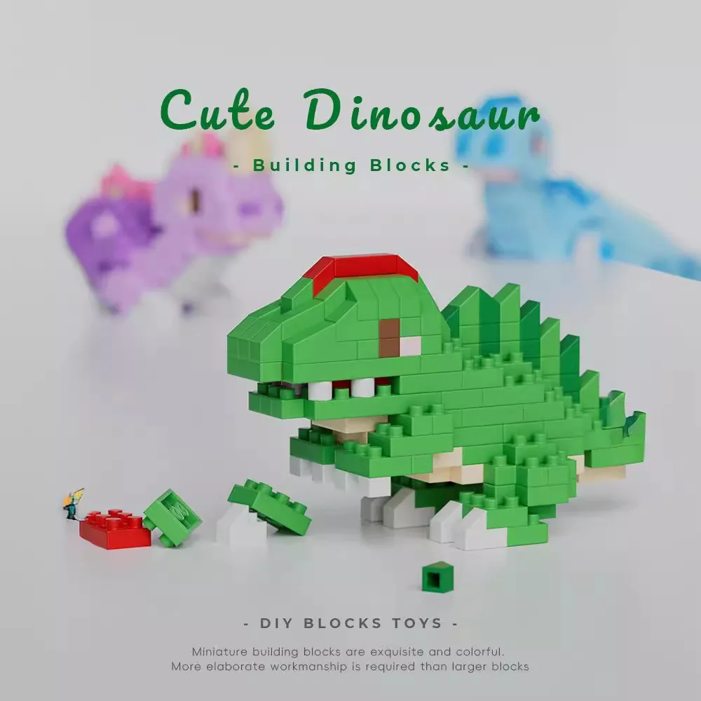 Microbloques de construcción de dinosaurios para adultos, juego educativo de construcción para niños de 8 años, juguete de ensamblaje de bloques DIY, decoración del hogar