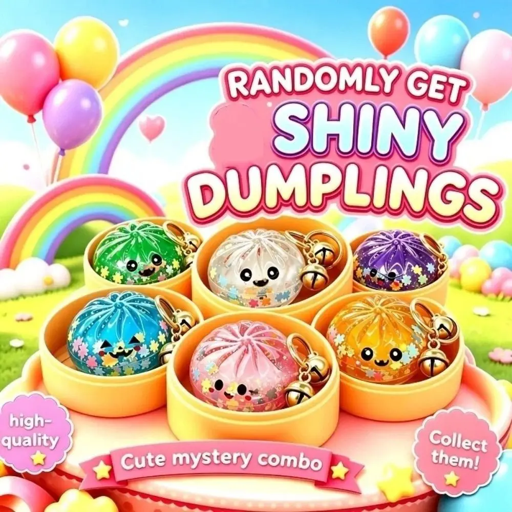 Cute Flowing Sand Dumpling Keychain Random 1 PCS Acrylic Bun Pendant Miniature Squishy Steamed Bun Pendant Gift