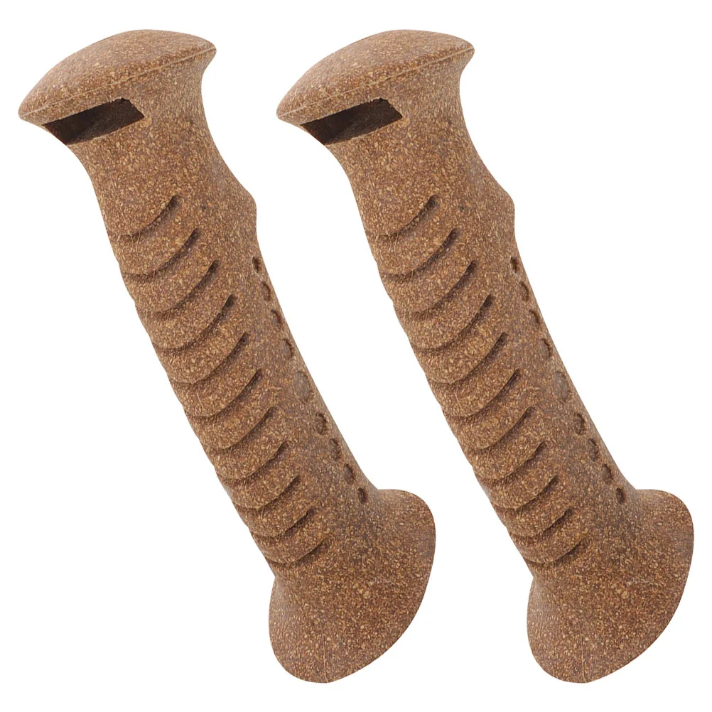 

2 Pcs Trekking Pole Handle Replacement Wooden Cane Part Grip Non-slip Crutch Cork