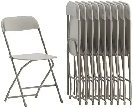 Hercules Series Plastic Folding Chairs for Parties and Weddings, Stackable Commercial Event Seats, Set of 10, Beige