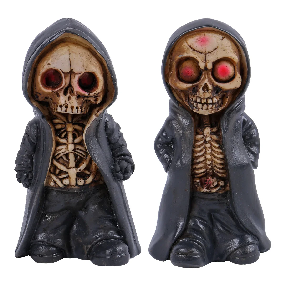 New 2025 Halloween Stand up Skeleton Decoration Creative Ghost Festival Terror Mask Man Resin Crafts Desktop Decoration Ornament