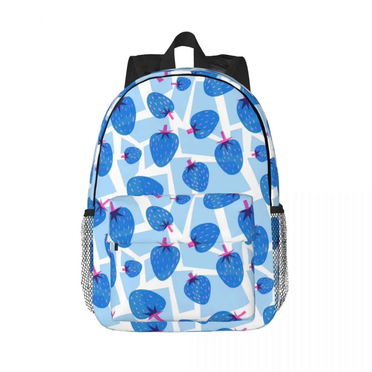 Cute Blue Strawberry Backpack Daypack Large Capacity Boys Girls BookBag Shoulder Bags for Men Women Children School Bag