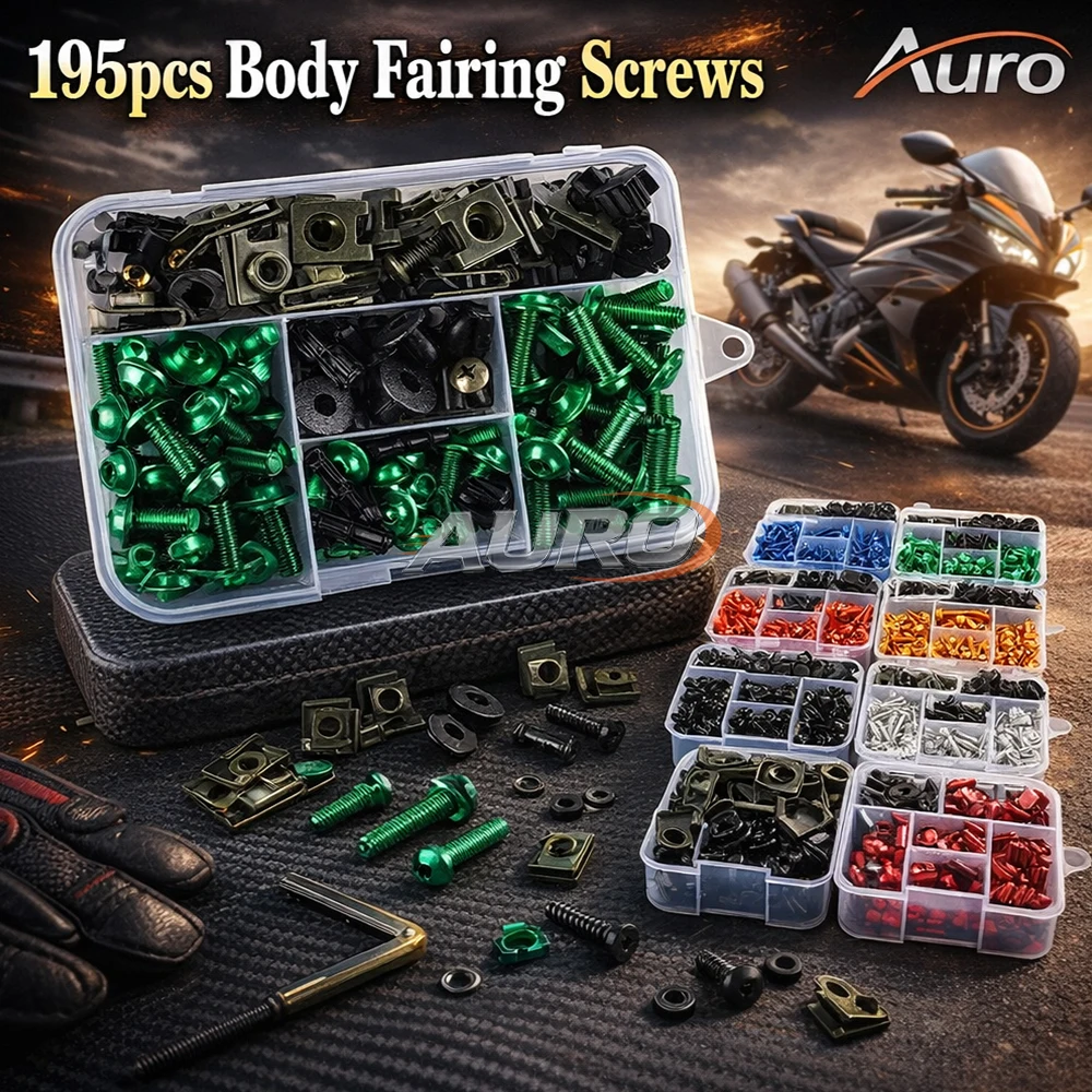 

195PCS Motorcycle Fairing Windshield Bolts Screws Kit Nut Clip For KAWASAKI Versys 650/1000 NINJA 250 300 400 650R ABS 1000SX SX