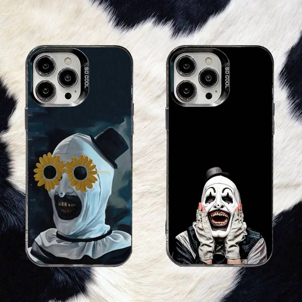 

T-TerrifierS Clown HORROR Phone Case For iPhone 16,15,14,13,12,11,8,7,Pro,Max,Plus,Mini,XS,SE Anti Fall Black Matte Hard
