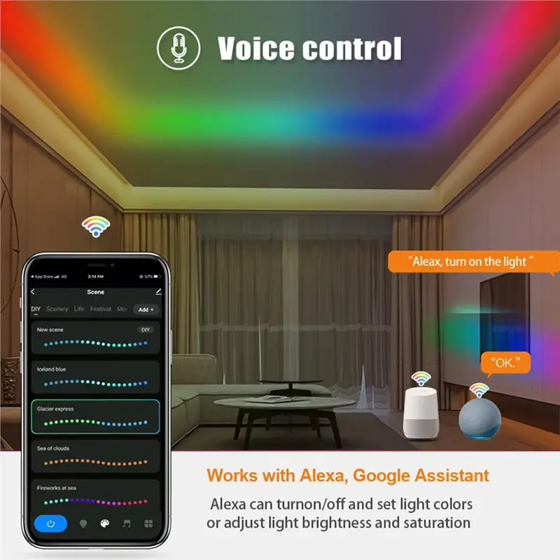 AWAH Graffiti RGBW Full-Color Light Strip With SPI Synchronous Signal Dimming 5-12-24V Staircase RGB Light Strip Smart Living AP