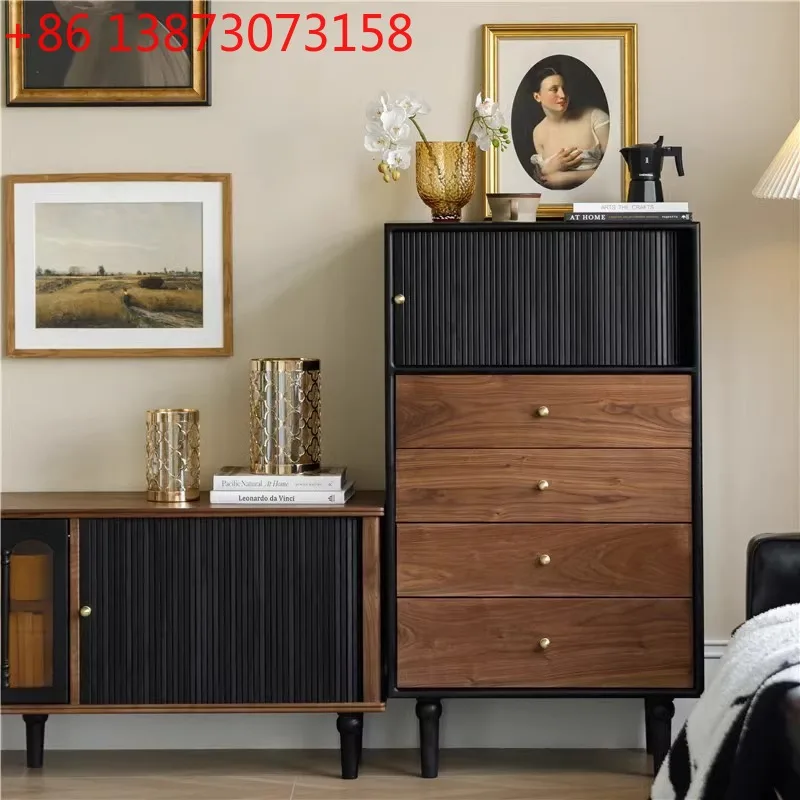 

Французский винтажный комод из массива дерева для гостиной, тумба-шкаф с роллетными дверцами, дизайнерский цвет