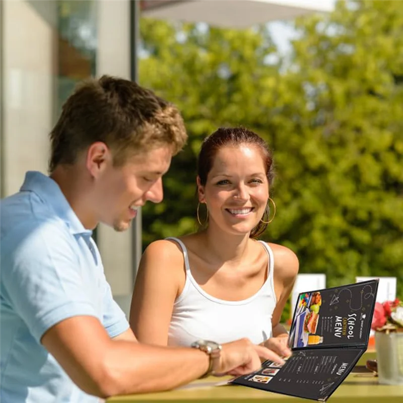 XB-Menu Covers 8.5 X 11 Inch Restaurant Menu Holder 2PCS 4 Page 8 View Transparent Menu Sleeve,Fits A4 Size Paper