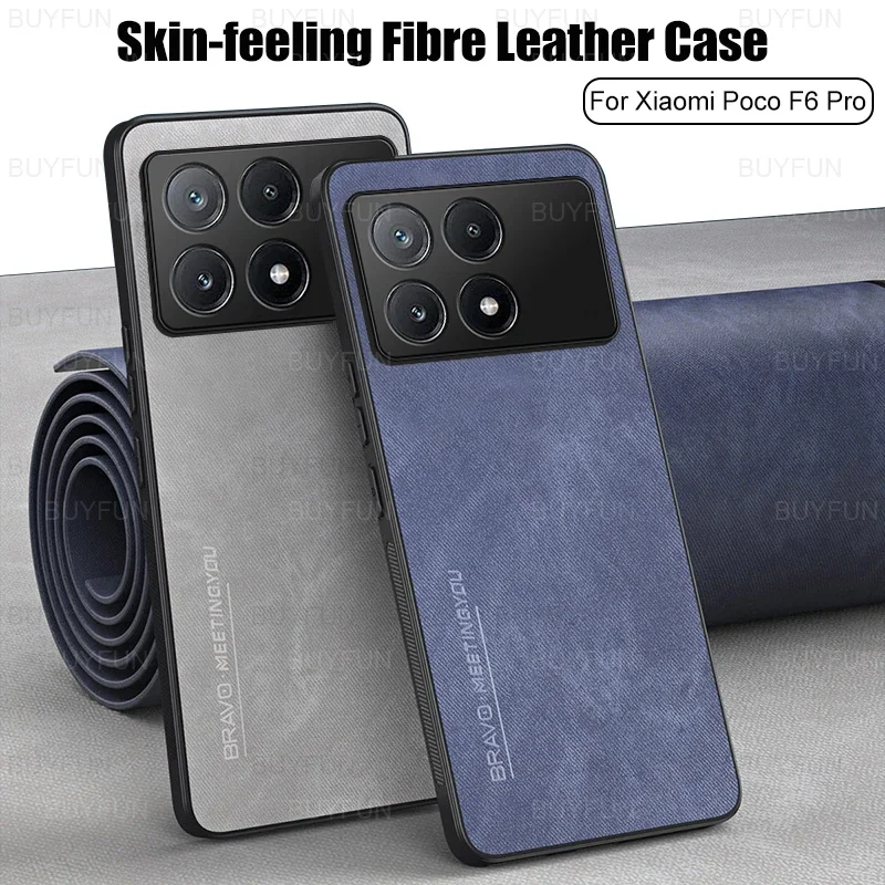 Fiber Leather Protective Shell For Xiaomi Poco F6 Pro 2024 6.67 inches Skin Feeling Phone Case PocoF6 F6pro PocoF6pro Poko Pocco