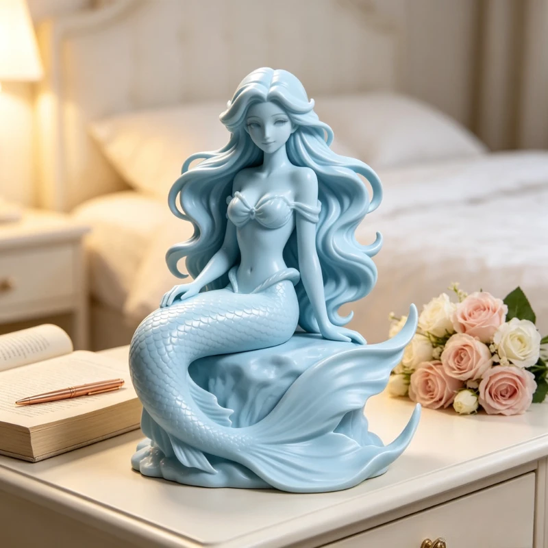 1Pc 3D Embossed Mermaid Bust, Decor for Bedroom Shelf Office, Gift for Valentine Birthday Wedding, Tabletop Sculpture