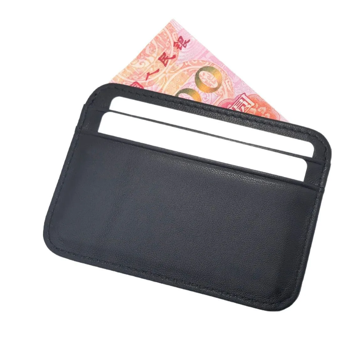 Real Leather Business Card Holder Genuine Leather Wallet Men Women Slim Thin Minimalist Wallets Money Bag Bank Credit Cardholder