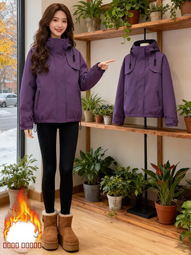 Thiened Fce 겨울 자켓 여성용 2026 한국 스타일 출퇴근용 대형 사이즈 패치워크 코트 따뜻한 코트 후드 지퍼 포함