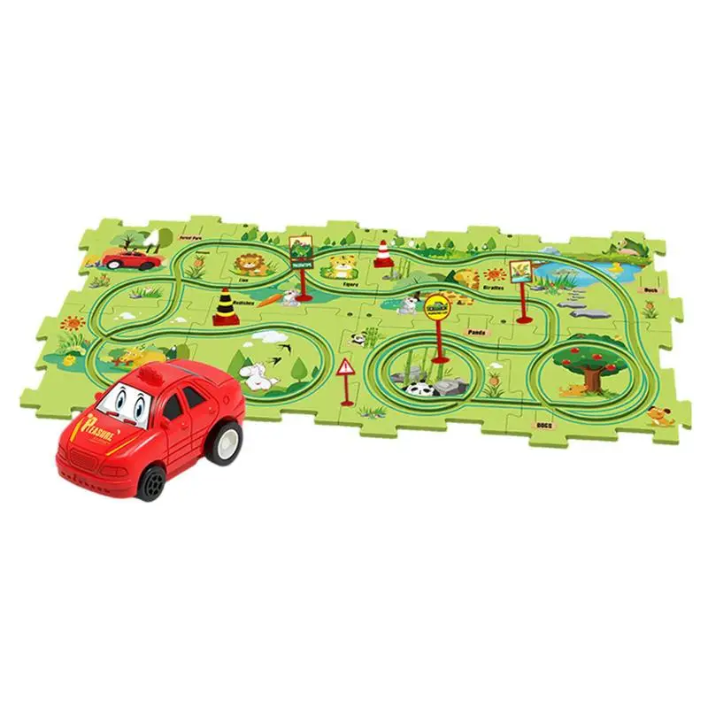 DIY Assembling Electric Trolley Educational Building Car Play Electric Puzzle Toy Portable Vehicle Puzzle Board Montessori Toys