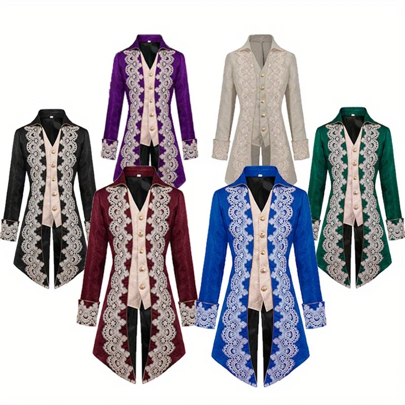

2025 New Men's Steampunk Coat Festival Celebration Party Coat Halloween Stage Performance Costume Accessories