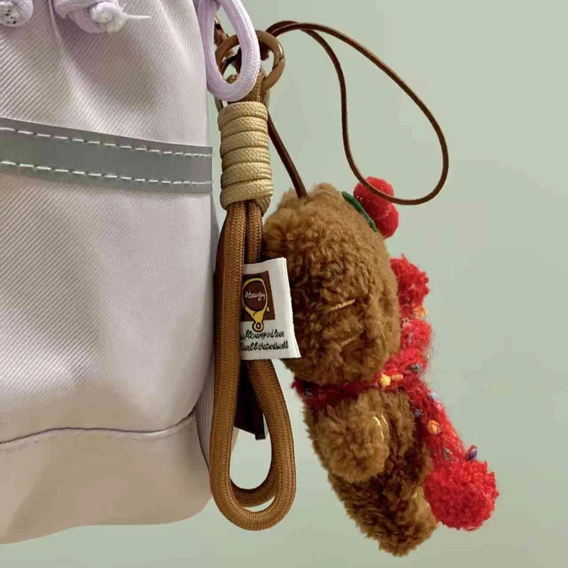 Mignon dessin animé pain d'épice homme Kt chat en peluche porte-clés sac à dos dessin animé en peluche pendentif décoratif jouet fille cadeau d'anniversaire