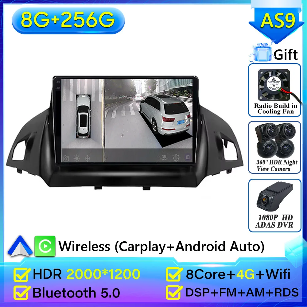 Autoradio Carplay Voor Ford C-MAX Kuga 2 Escape 3 2012-2019 Navigatie GPS Android Auto Bluetooth Multimedia Speler Geen 2din DVD