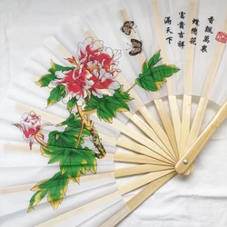 White peony flower tai chi martial arts kung fu bamboo fan lefthand righthand martialarts practice training bamboobone dance fan