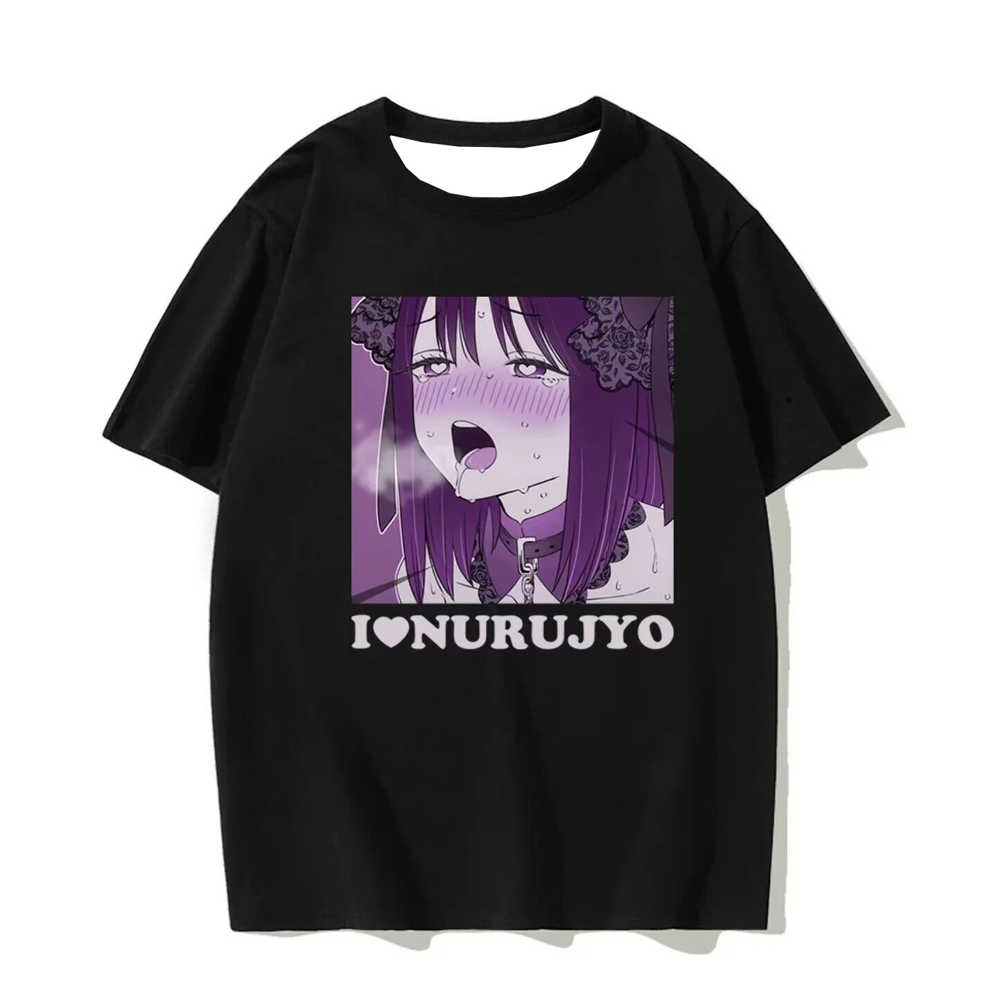 Camiseta gráfica de anime Nurujyo Ahegao, camiseta extragrande, estampado de chica anime kawaii, ropa urbana para el estilo Harajuku y coleccionistas de anime.