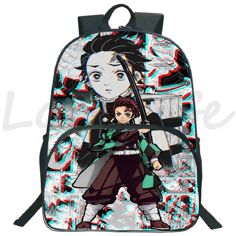 Mochila de Anime Demon Slayer para niños y niñas, mochilas escolares con estampado 3D de Kimetsuno Yaiba, mochilas de viaje impermeables para estudiantes