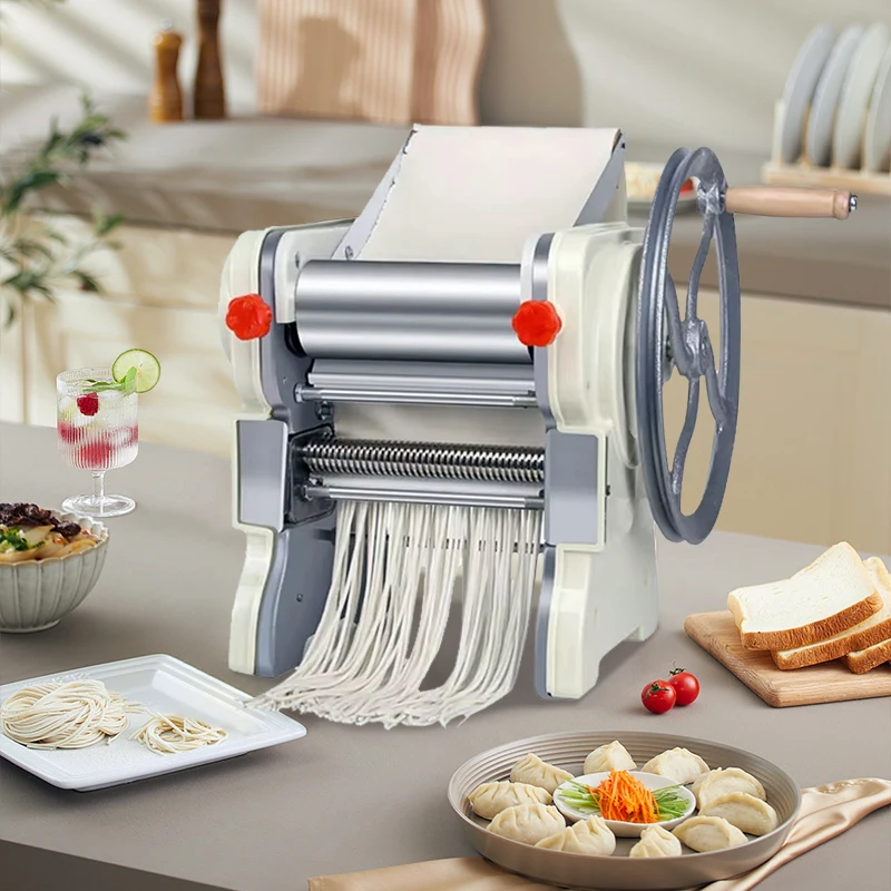 Manual Noodle Maker Machine Stainless Steel Hand Crank Pasta MakerWith Noodle Cutter Integrated Design for Dumpling Wrapper Home