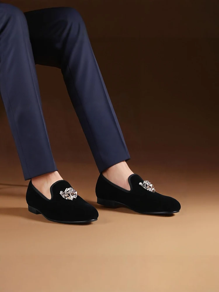 

Silver Velvet Men's Loers Handmade Faionable Slip-On oes by Piergitar with PP Bule Trendy Low Heel round Toe Rubber Sole