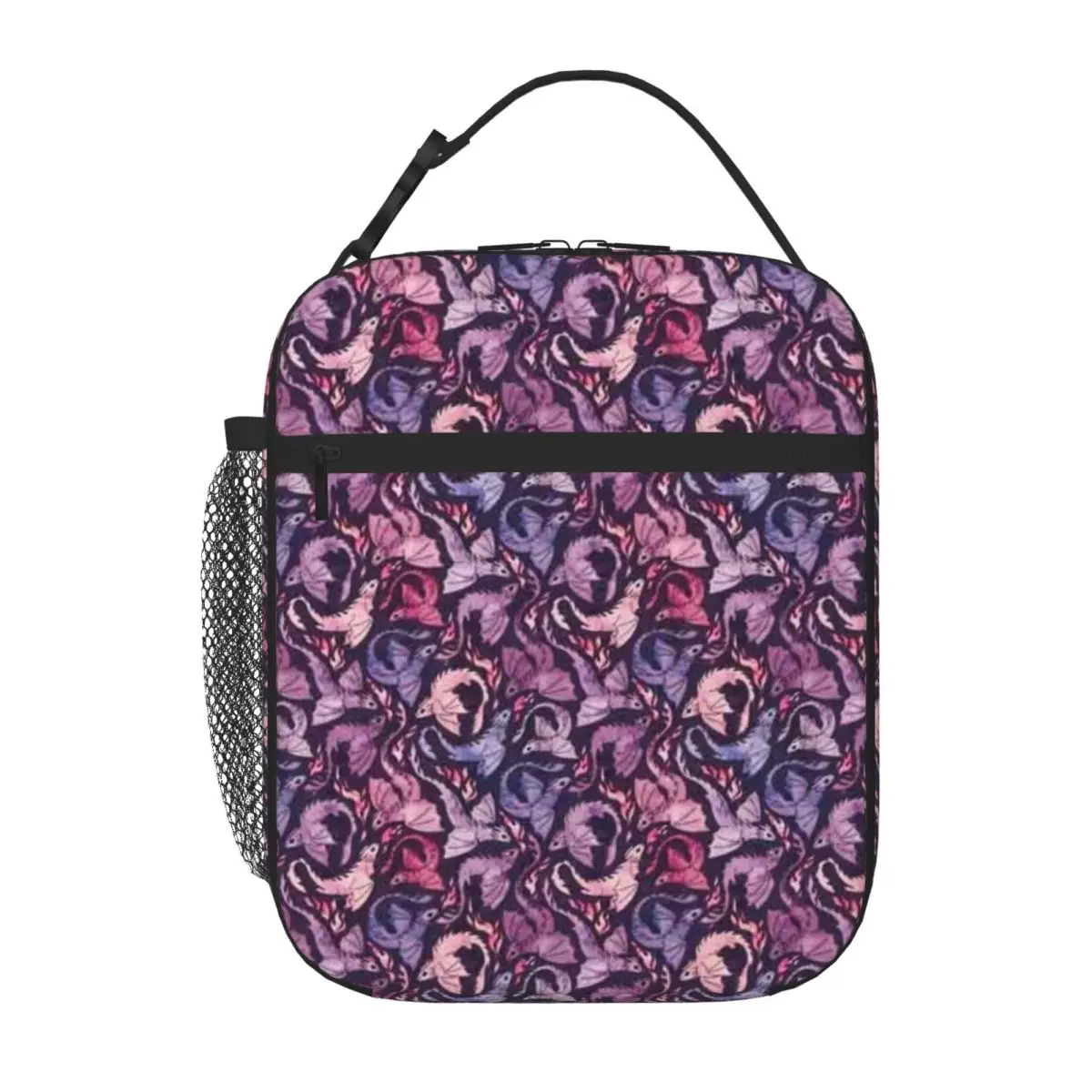 Bestselling Dragon Fire Dark Pink Purple Unisex Lunch Bag Car Travel Insulated Lunch Bag