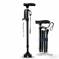 Walking Cane for Seniors - Adjustable Double Handle, 10-Height Quad Cane with Shock Absorption, Lightweight Mobility Aid