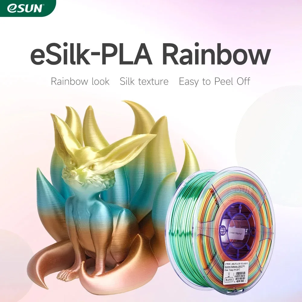 eSUN Rainbow Silk PLA Filament 1.75mm Rainbow Silk Filament For 3D Printer 1KG Printing Material Silk 3D Printer Filament