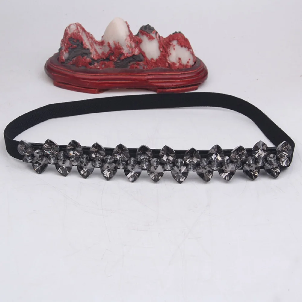 

Unique All-match Shine Adjustable Waistband Heart Elastic Cummerbunds Crystal Elastic Belt Waist Corset Belts Women Waist Belt