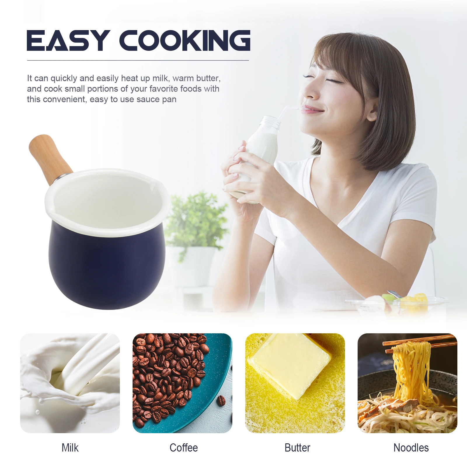 

Enamel Milk Pot Small Kitchen Cooking Pot For Baby Food Butter Coffee Warmer Mini Saucepan Stove Ceramic Induction Cooktop