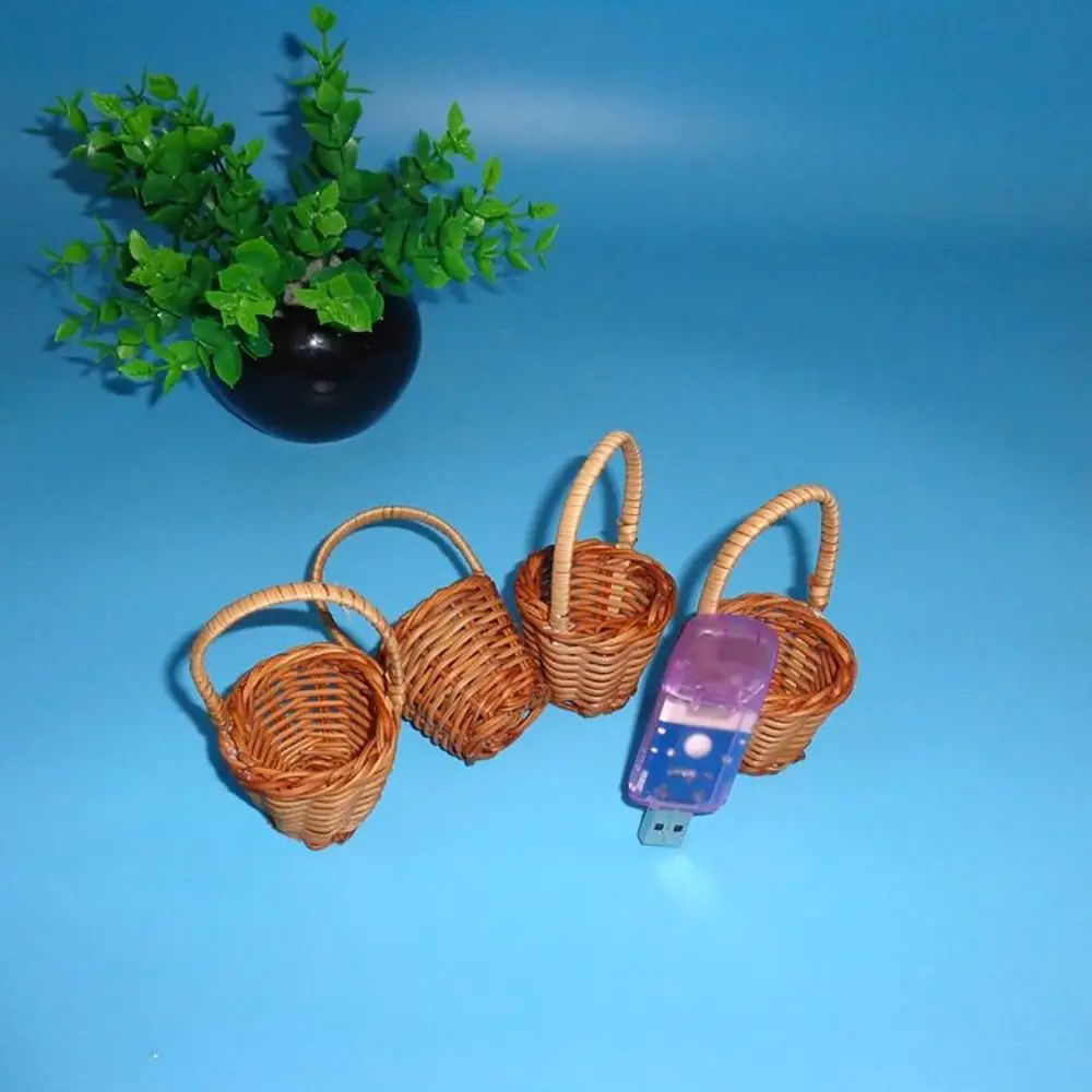 Mini Braid Flower Baskets Accessories with Handle Handheld Baskets Party Supplies Wedding Ornaments Weaving Basket Picnic Event