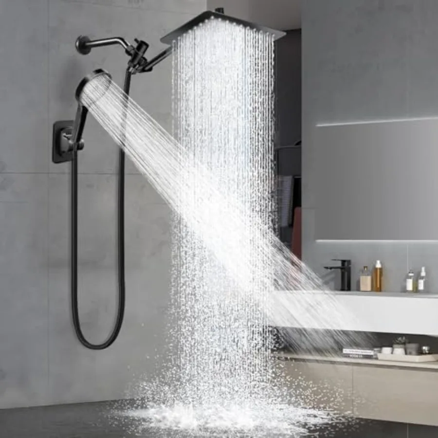 

Shower Head, "Ra Shower Head with Handheld Spray Combo with 11'' Angle Adjustable Extension Arm/Flow Regulator/Shower System, H
