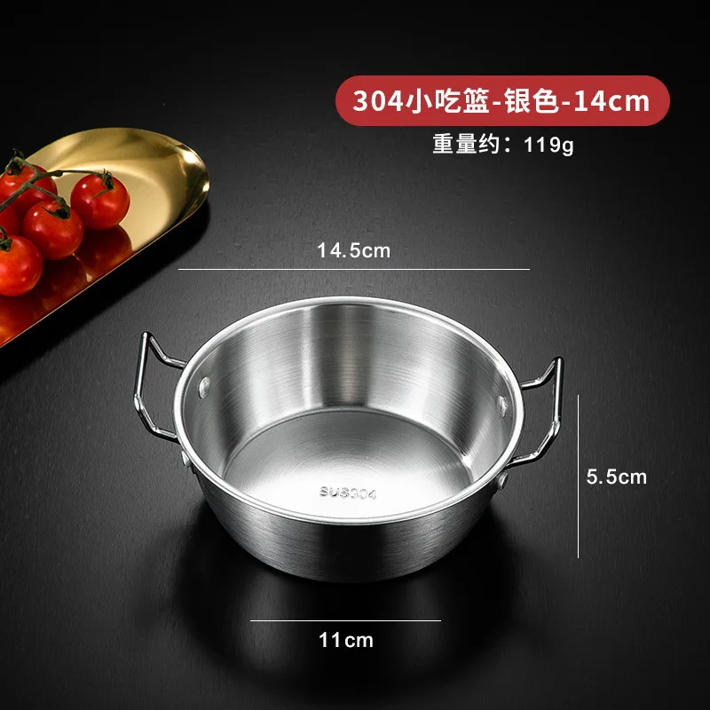 Zml stainless steel bowl - double-handled bowl for salads, snacks, and food prep