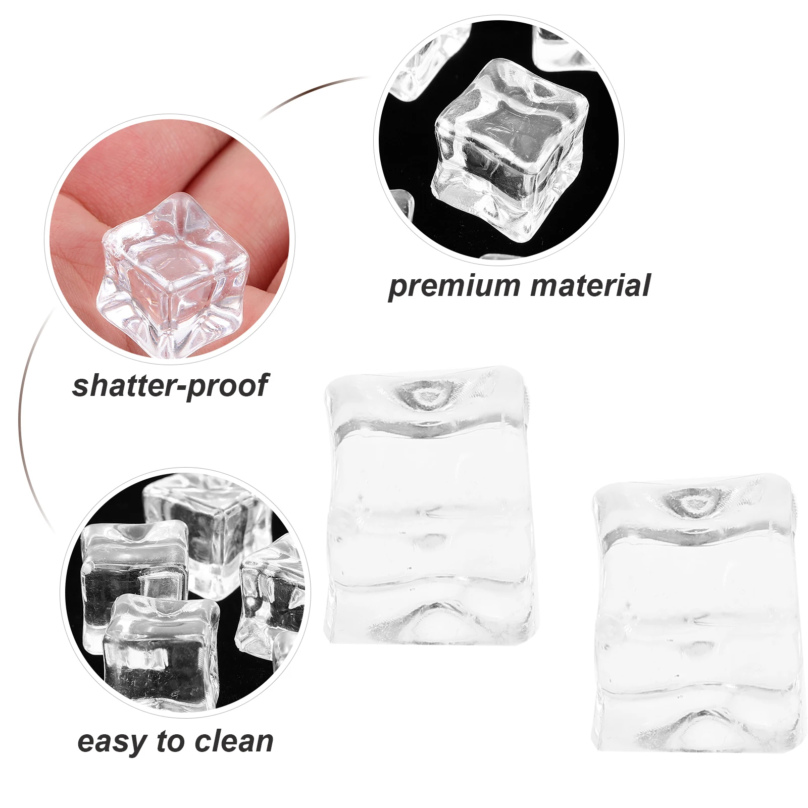 

200 Pcs Simulated Ice Cubes Reusable Crystal Plastic Artificial Faux Vase Filler Photo Prop Craft DIY Food Display Table Setting