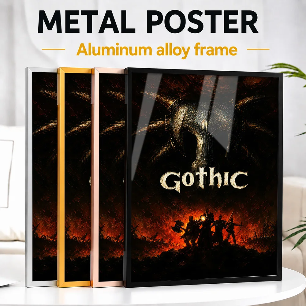 Gothic Game Metal Poster With Aluminum Alloy Frame Personalized Photo Heroic Battle Style Wall Art For Media Room Player Gift