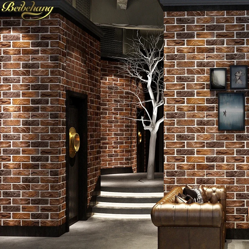 beibehang papel parede  Chinese retro 3D brick wall paper nostalgic stone imitation brick wallpaper for bedroom wallpapers  roll