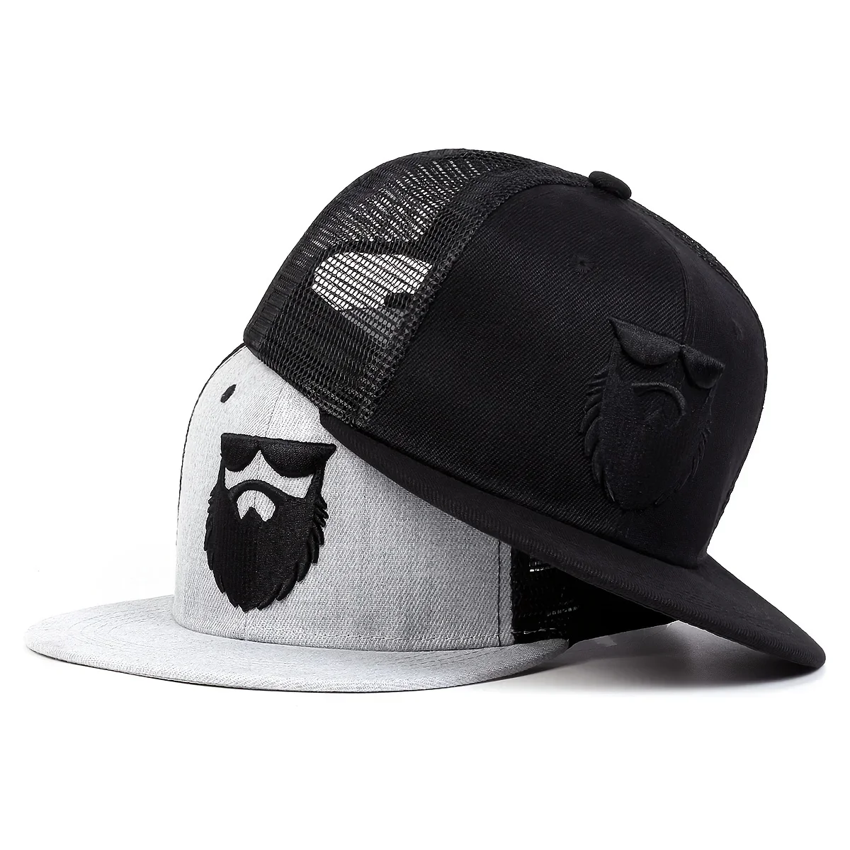 Fashion Men Baseball Mesh Cap Summer Outdoor Breathable Sun Hat Hip Hop Snapback Hats Beard Old Men Embroidery Trucker Caps