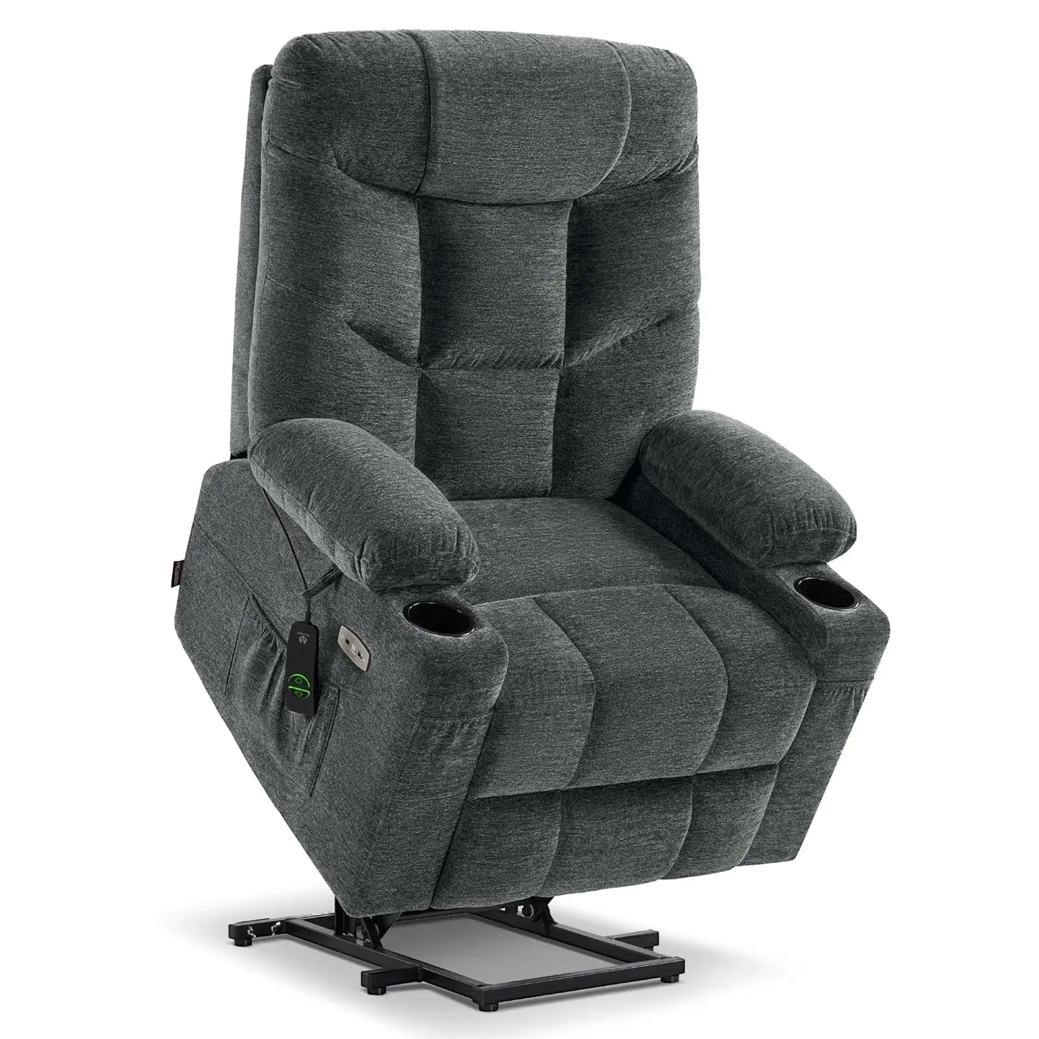 

Power Lift Recliner Chair With Extended Footrest For Elderly Fabric Large Gray, Customized