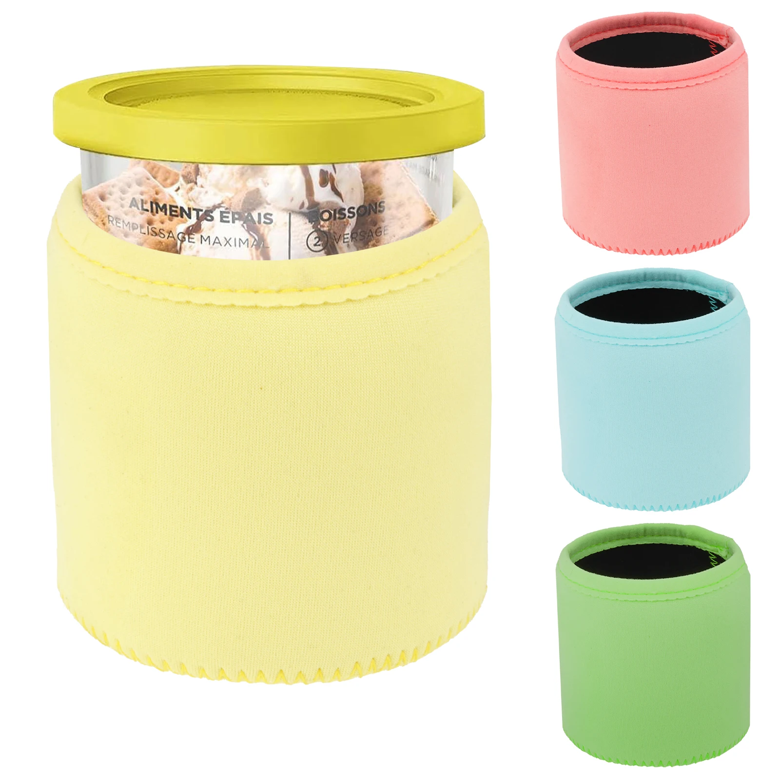 4 Pcs IInsulated Ice Cream Sleeve Cream Containers 4/8Pcs Ice Cream Sleeve Compatible Series Containers Washable Cloth Cover