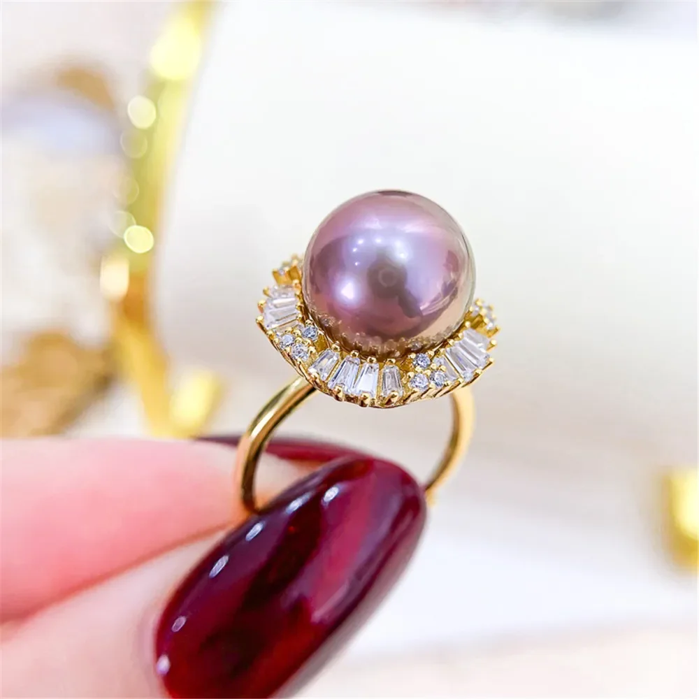 

Solid S925 Sterling Silver Pearl Ring Setting For Women DIY Handmade Adjustable Ring Material Fine Jewelry Accessories SJ018