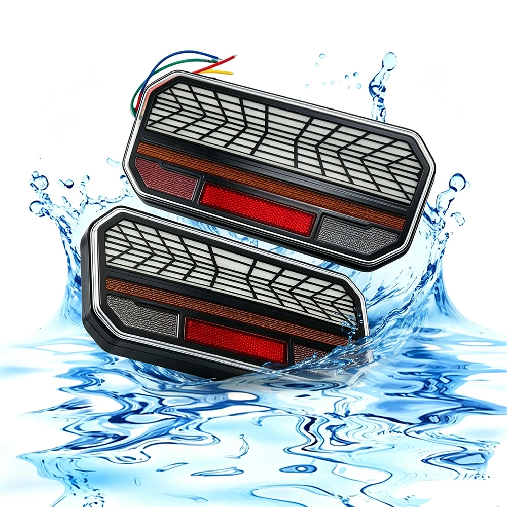2Pcs 12V 24V LED Rear Combination Tail Light Turn Signal Brake Reverse Dynamic Lamp Trailer Truck Tractor Reflector Taillight