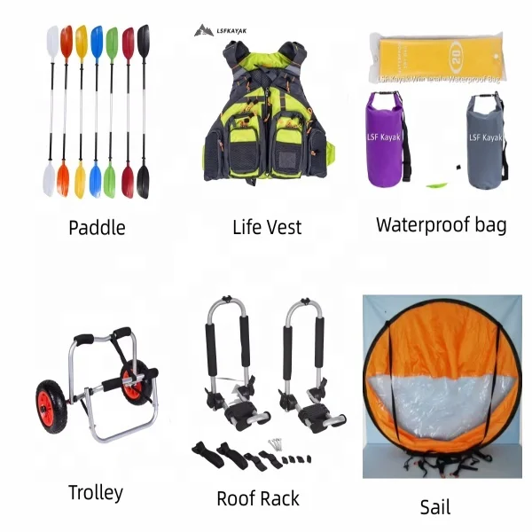 2024 Popular 3.6m Sit In Kayak  Plastic Kayak Boat One Person One Seating Kayak With Accessory