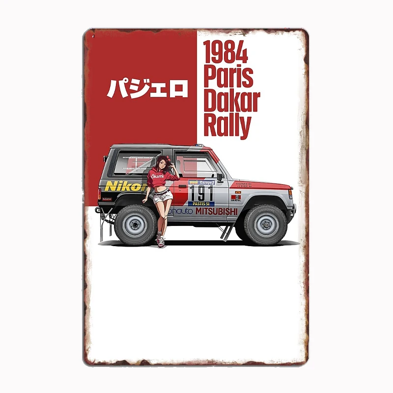 Rally Raid 1984 Pajero Car Metal Sign Poster Garage Room Decor Automobile Club Custom Tin Vintage Home Decor