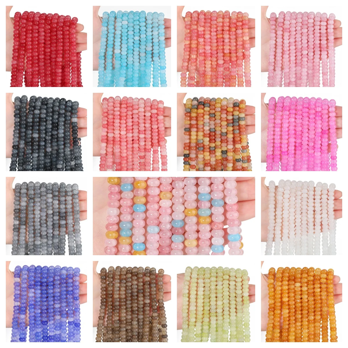 150Pcs 8x5mm Mixed Color Crackle Glass Beads Rondelle Beads Loose Spacer Beads for DIY Necklace Bracelet Jewelry Making Craft